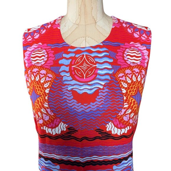 Peter Pilotto Women's Sleeveless Sheath Dress Red/Multi Colored Size US 4 - Picture 4 of 6